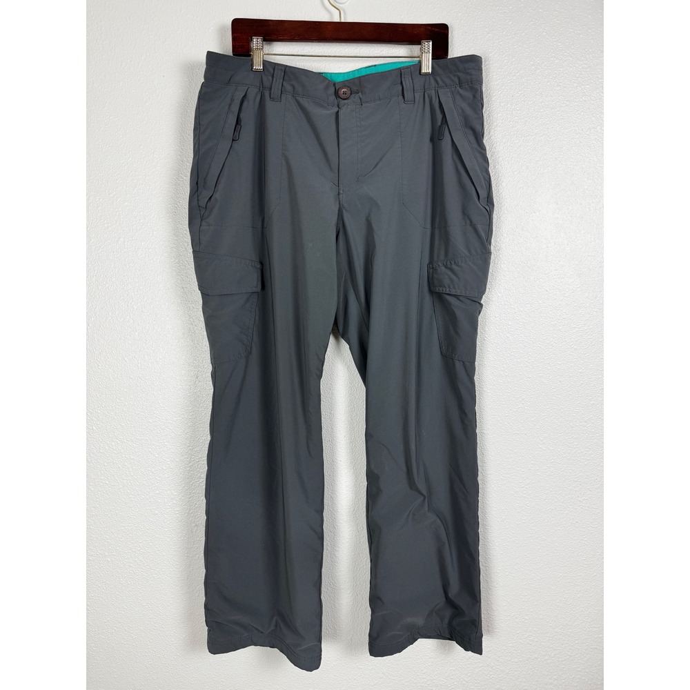 Eddie Bauer Flexion Fleece Lined Pants Women 16 Gray Cargo Hiking Outdoor